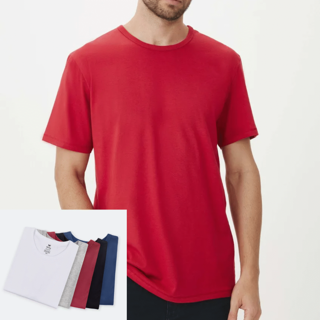 Kit Com 5 Camisetas Masculinas Básicas Hering