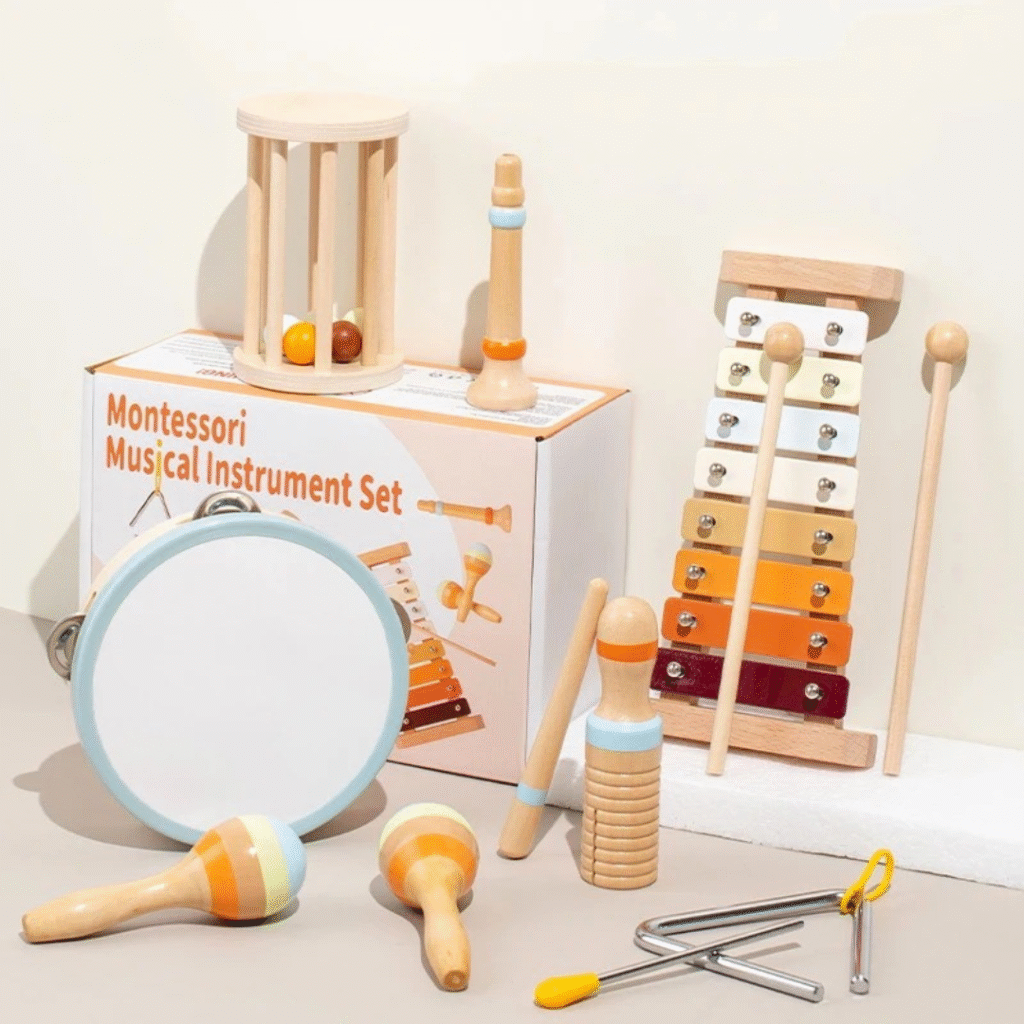 Instrumentos Musicais Para Bebês Brinquedos De Madeira Montessori , Conjunto De Xilofone De Percussão