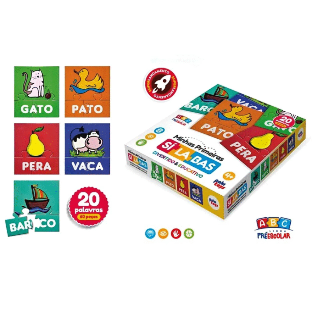 Jogo Infantil Minhas Primeiras Sílabas Brinquedo Quebra Cabeça