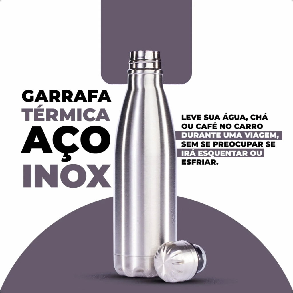 Garrafa Térmica De Aço Inox 1 Litro Água Gelada 24 Horas Quente 12 Horas Bebida Fria Quente