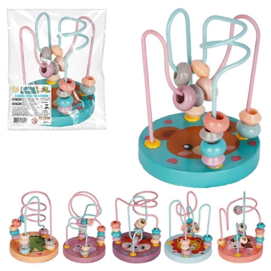 Labirinto Educativo de contas - Auxilia na coordenação motora e cores - Estilo Montessori Pedagógico