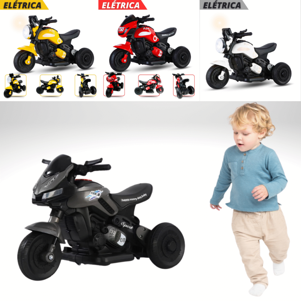Moto Elétrica Infantil 6V com Sons, Música e Farol com Luzes Unitoys