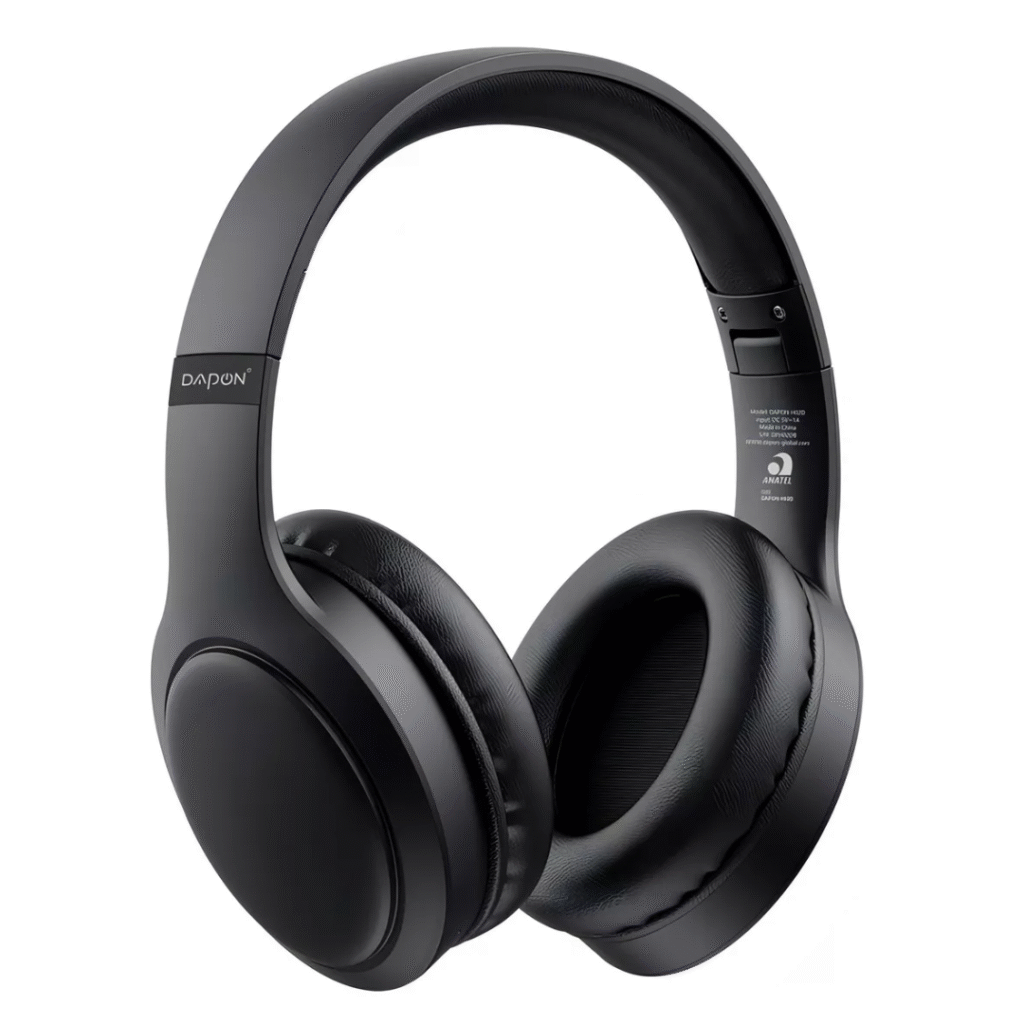 Fone De Ouvido Headphone Dapon H02d Bluetooth 5.1 Over-ear 22 Horas De Bateria Cor Preto