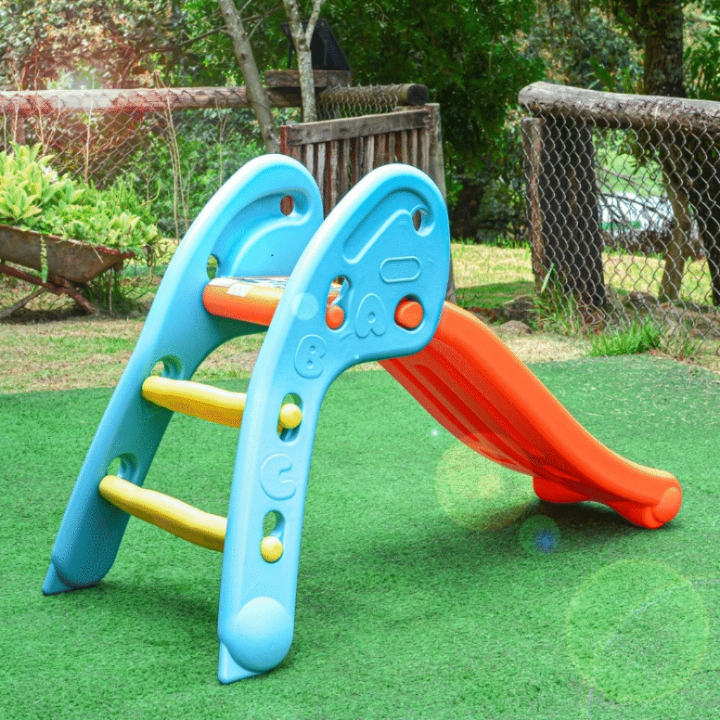 Escorregador Infantil para Criança 2 Degraus Parque Diversão Playground Dobrável Escorrega