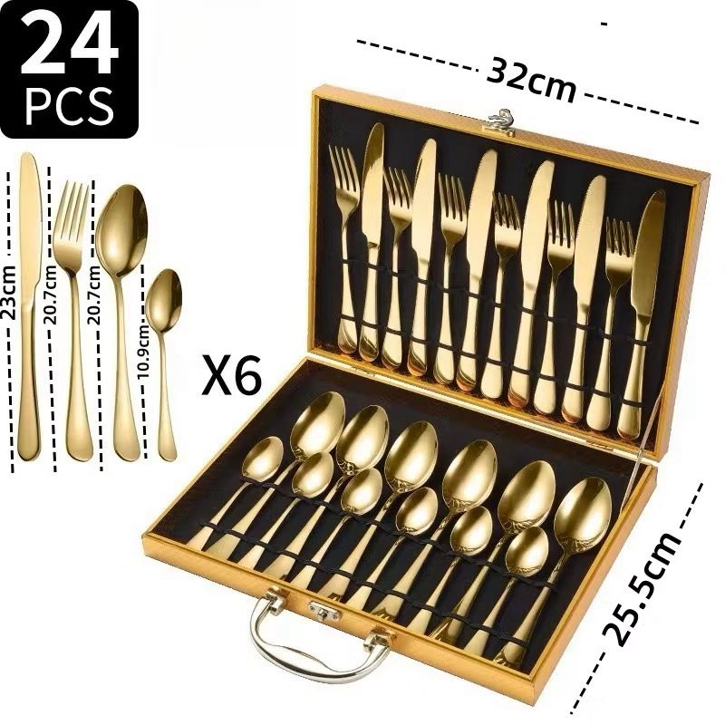 Kit 36 Talheres Aço Inox Stainless Steel Mesa Posta Garfo Faca Colher Dourado Linha Luxo